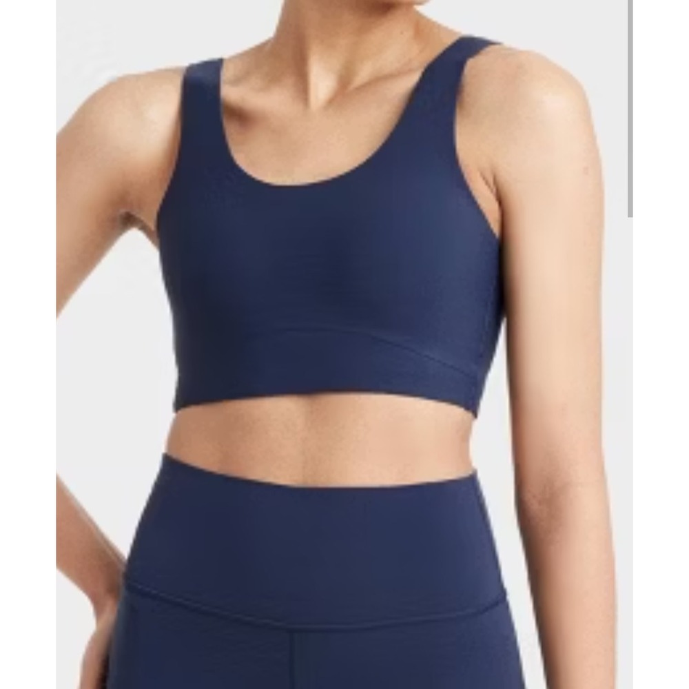 All in Motion Medium Support Longline Everyday Soft Sports Bra Women size L Navy